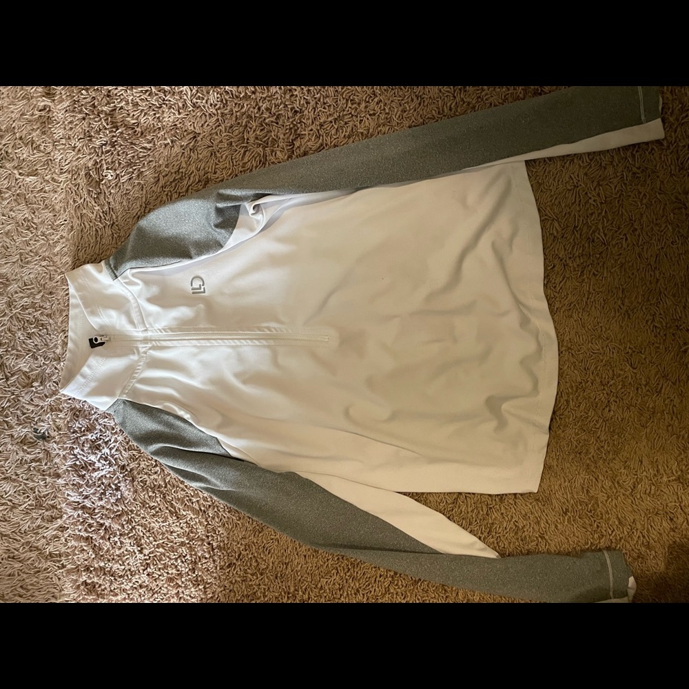 White and grey athletic pullover